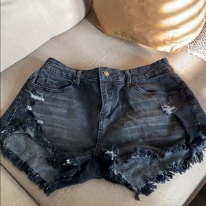 Black denim shorts